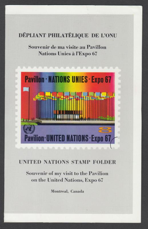 UN Sc 170-174 used on Expo '67 Souvenir Folder mailed from Montreal, Canada