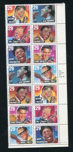 2724 - 2730 Rock and Roll, Rhythm and Blues Plate Block of 14 29¢ Stamps