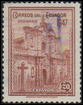 Ecuador 478 - Used - 20c Jesuit Church, Quito (1947) (2)