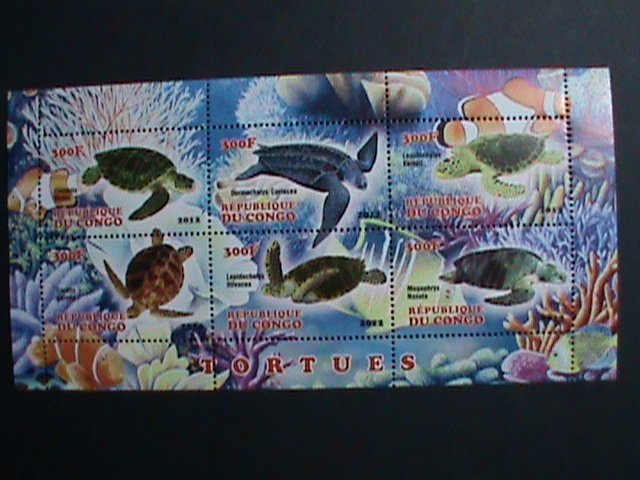 ​CONGO STAMP-2012- WORLD FAMOUS LOVELY TURTLES -MNH S/S SHEET VERY FINE