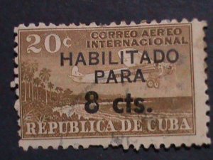 ​CUBA-AIRMIAL- VERY OLD CUBA AIR PLANES STAMPS USED- VF WE SHIP TO WORLD WIDE.