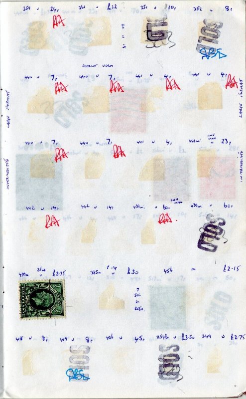 Dealers stamp approval book Great Britain 13 stamps selling value approx £7