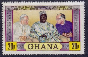 Ghana, 1981, Pope John II Papal Visit, 20p, #751, used*