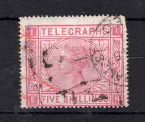 5/- TELEGRAPHS PLATE 1 USED