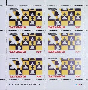 World Chess Champ. 1986 London & Leningrad Rotary Tanzania MNH** Sheet X384-