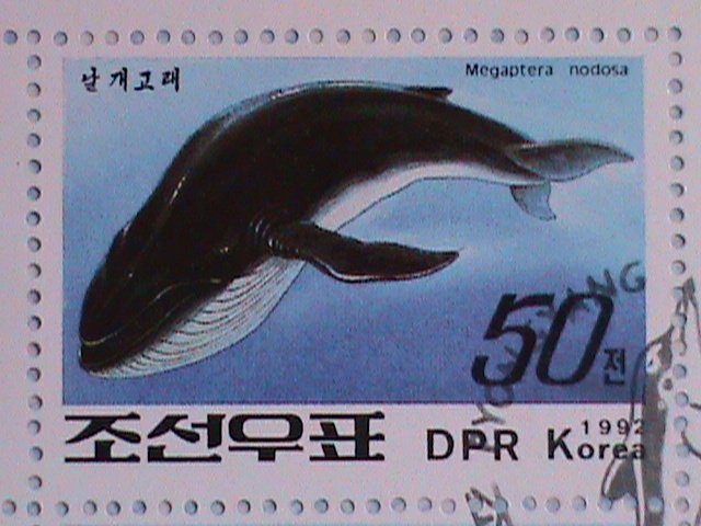 KOREA STAMP: 1992 SEA WALE MINI SHEET, CTO WITH FIRST DAY OF CANCEL