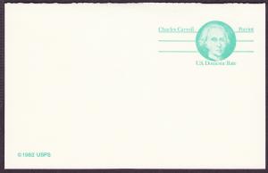 UY35 Charles Carroll mint postal reply cards