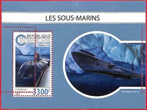 A1604 - CENTRAL AFRICAN R - ERROR: MISSPERF SOUVENIR SHEET - 2018, Submarines