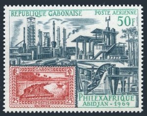 Gabon C82, MNH. Mi 325. PHILEXAFRIQUE 1969. Industry.Timber raft on Ogowe River.