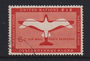 United Nations New York   #C1  used  1951  plane and gull 6c