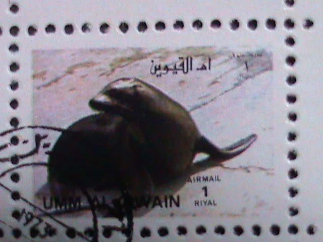 UMM AL QIWAIN-COLORFUL LOVELY WORLD WILD ANIMALS CTO MINI SHEET VERY FINE