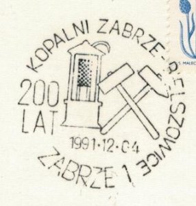 Poland 1991 Card Special Cancellation 200 Years of Coal Mine Zabrze Mining