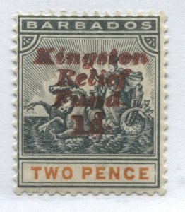 Barbados 1907 overprinted Semi-Postal stamp with Double Surcharge mint hinged