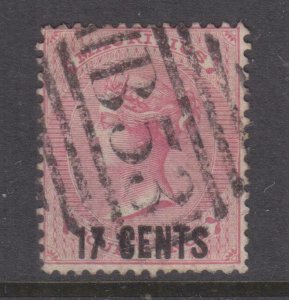 MAURITIUS, 1878 QV, 17c. on 4d. Rose, used.