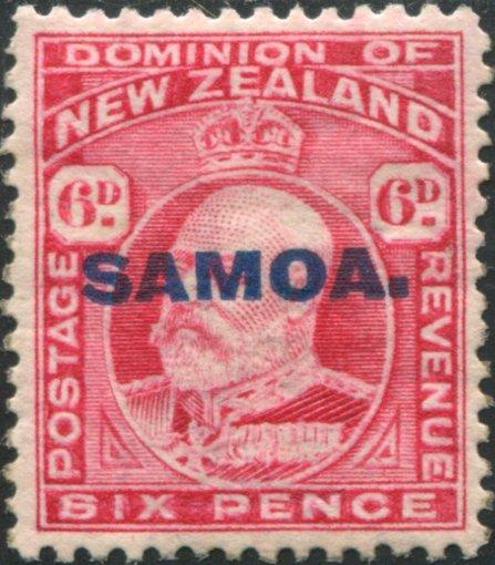 Samoa 1914 SG119 6d carmine KEVII with SAMOA. ovpt MNH