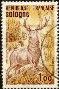 France 1334 - Used - 1fr Red Deer, Sologne Plateau (1972) (cv $0.60)