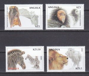 Angola, Scott cat. 1122-1125. Bat, Zebra, Condor & Lion issue. ^