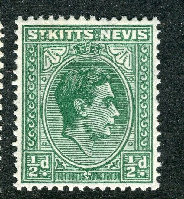 ST. KITTS; 1938 early GVI issue fine Mint hinged Shade of 1/2d. value