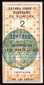 SO 30C / S22, Mexico, State Issues, Sonora,  1913-1914 with hand seal in green,