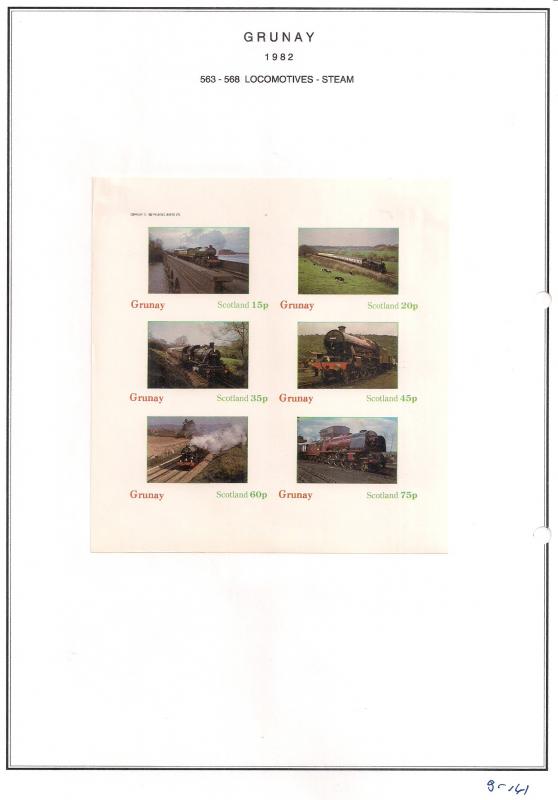 SCOTLAND - GRUNAY - 1982 - Steam Locos #7 - Imperf 6v Sheet - MLH