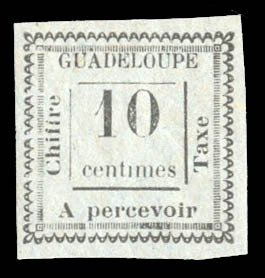 French Colonies, Guadeloupe #J7 Cat$75, 1884 10c black, hinged