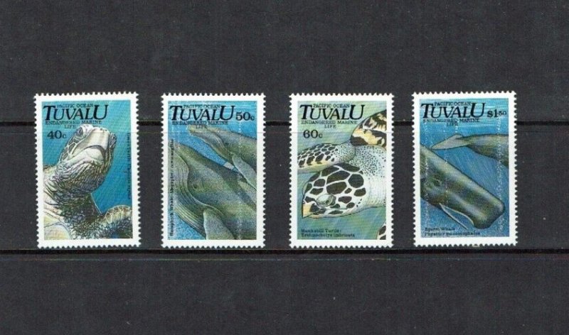 Tuvalu: 1991, Endangered Species, Marine Life, Turtles, Whales,  MNH set