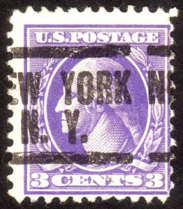 1918, US 3c, Washington, Used, New York precancel, Sc 530