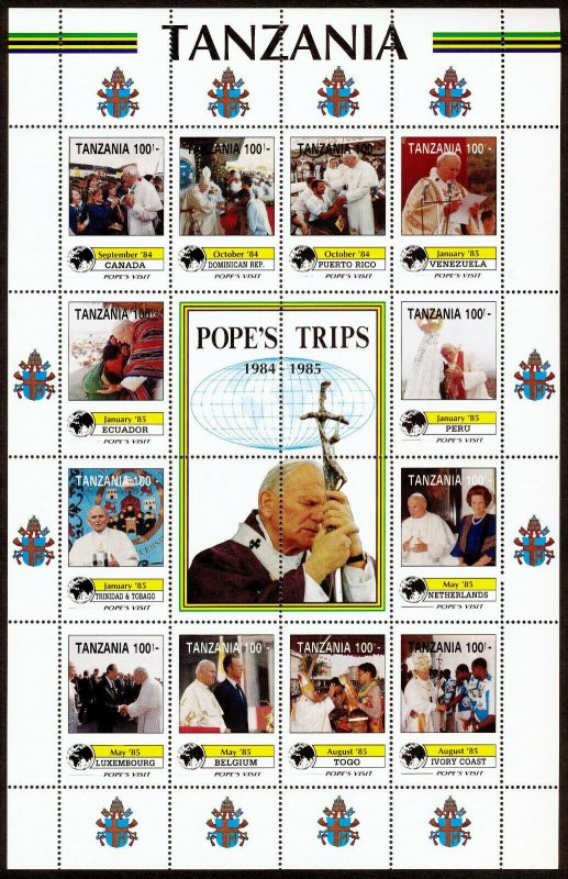 Tanzania 825-34 MNH Visits of Pope John Paul II