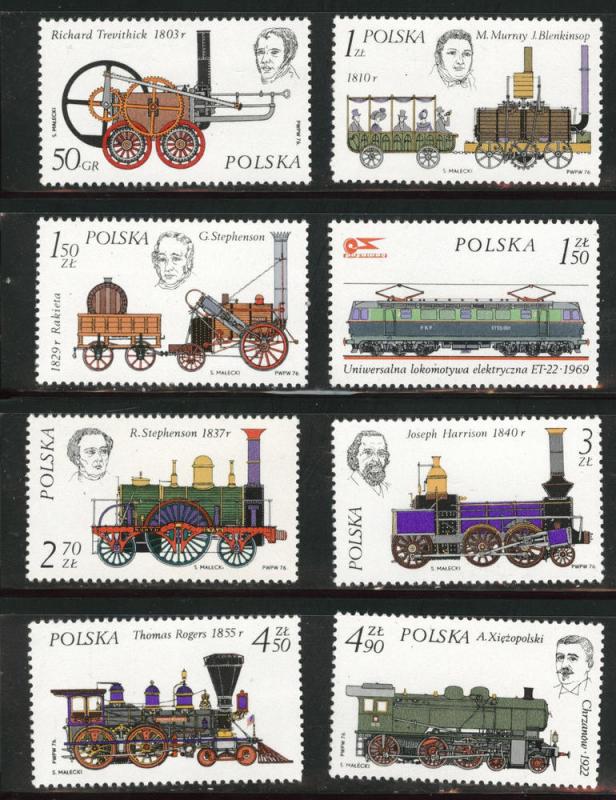 Poland Scott 2143-2150 MNH** 1976 Locomotive set