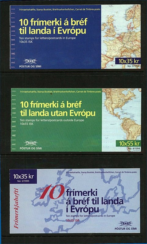 Iceland range of Europa booklets to include 1994 (10x35kr and 10x55kr), 19Stamps