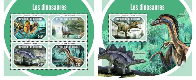 Z08 DJB18618ab Djibouti 2018 Dinosaurs MNH ** Postfrisch