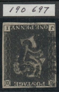 SG 1 1d intense black plate 8 lettered JI. Variety inverted watermark... 