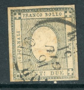 Italy 1862 Sardinia 2¢ Newspaper Stamp Scott #P2 VFU O921 ⭐⭐⭐⭐⭐