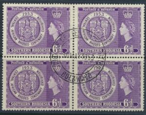 Southern Rhodesia  SG 76 SC# 79  FU block of 4 - day of issue cancel Rhodes E...