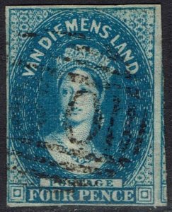 TASMANIA 1855 QV CHALON 4D IMPERF WMK LARGE STAR USED