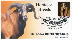 21-157, 2021, Heritage Breeds, First Day Cover, Pictorial Postmark, Barbados