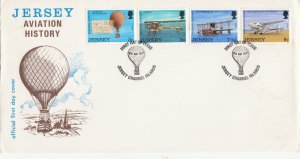 Jersey 1973 Aviation,  set of 4 on FDC