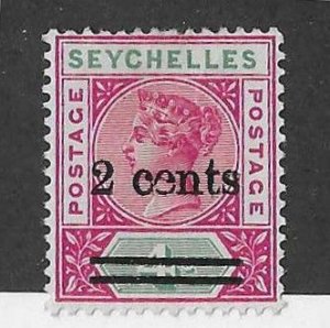 Seychelles  Sc #33   2 cents overprint with broken 'e' variety OG VF