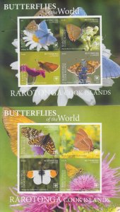 Cook Is. MNH Sc 1721a-22a IMPERF Mi BK 10-11B Value 160 Euro Butterfly RAROTONGA