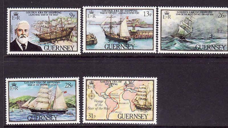 Guernsey-Sc#269-73-unused NH set-Star of the West-Ships 1983