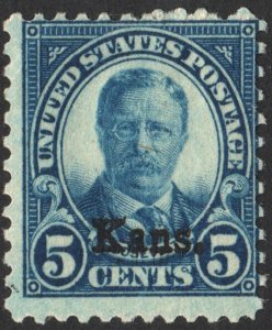 SC#663 5¢ Theodore Roosevelt: Kansas Overprint (1929) MH