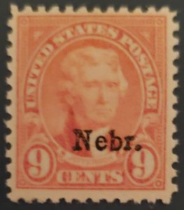 US 678, 1929 Neb. overprint, MLH, Cat. value - $35.00