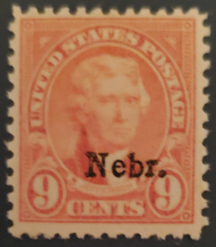 US 678, 1929 Neb. overprint, MLH, Cat. value - $35.00