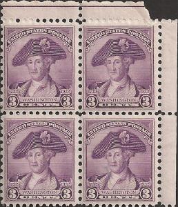 # 708 MNH - Block - SCV-3.20 - Deep Violet - Washington Bicentennial