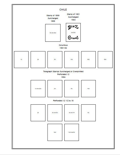 PRINTED CHILE [CLASS.] 1853-1946 STAMP ALBUM  PAGES (26 non-illustrated pages)