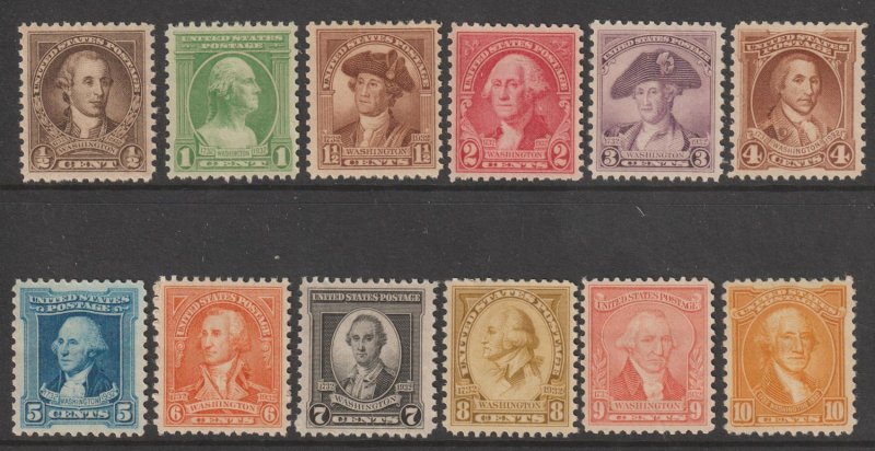 US #704-15 VF/XF MNH