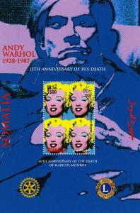 Somalia 2002 Marilyn Monroe by Andy Warhol  ROTARY-LIONS Sheetlet (4) PERF.MNH