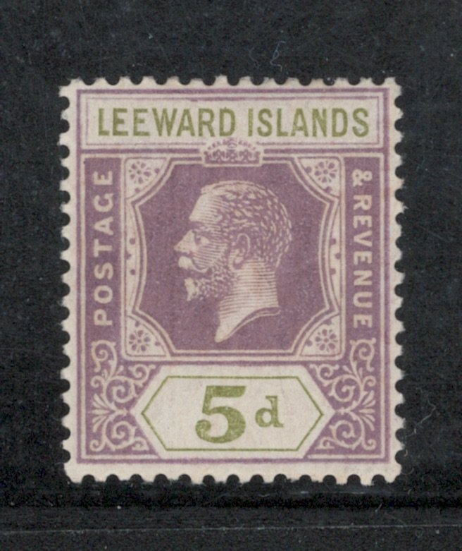 Leeward Islands 1922 King George V 5p Scott # 74 MH