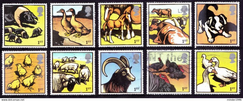 GREAT BRITAIN 2005 QEII 1st Multicoloured, Farm Animals Set SG2502-2511 FU
