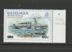 Bahamas 1983 Opts 80c on 18c WMK INVERTED UM/MNH Marginal SG 648w